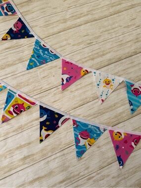 Baby Shark Triangle Flag Bunting - Multicolor Kids Room Garland